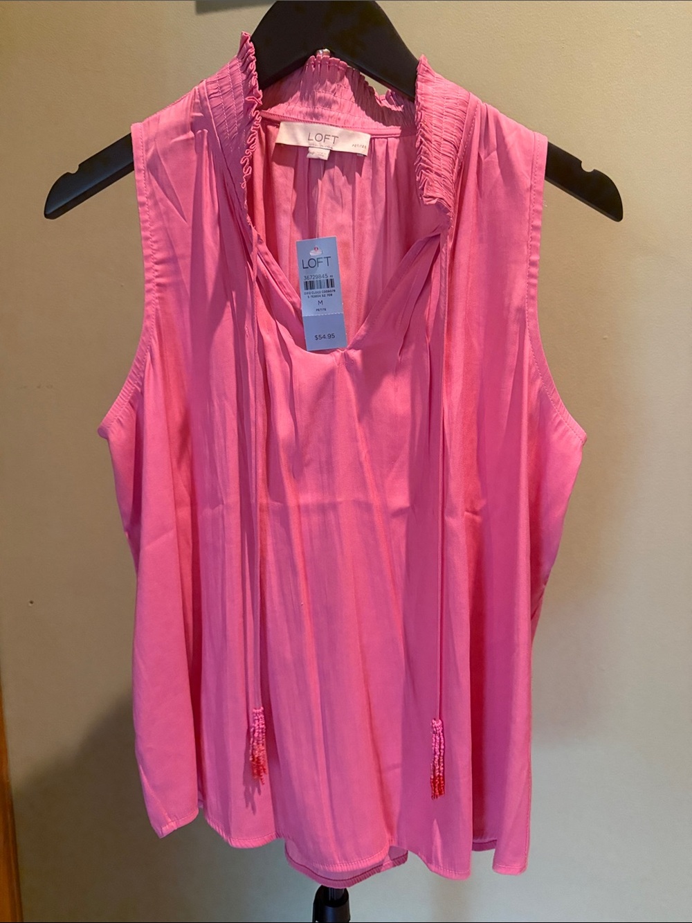 LOFT Soft Pink Sleeveless Tie-Neck Camisole